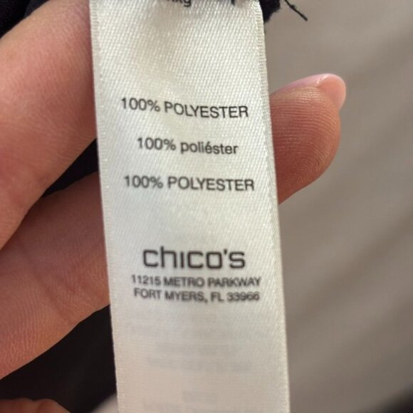 Chicos Black & White Leaf Print Sheer Layered Blouse Chicos Size 3 - Picture 6 of 9